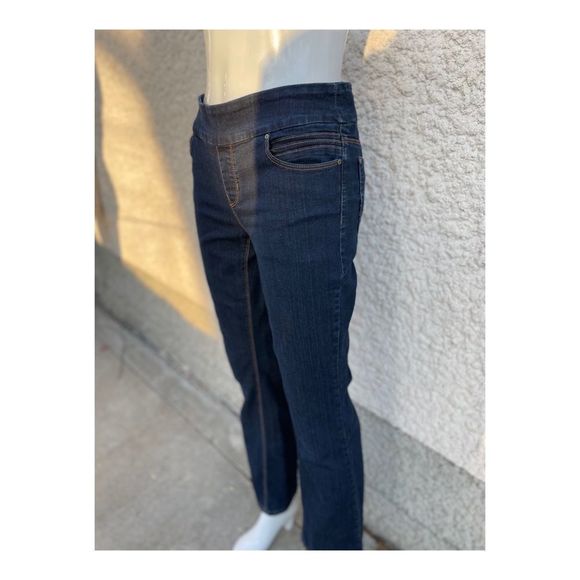 Reitmans Jeans Mid Rise Straight Boot Cut Stretch Pull On Dark Wash Sz 7 - Picture 7 of 10